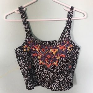 Crop top with colorful embroidery